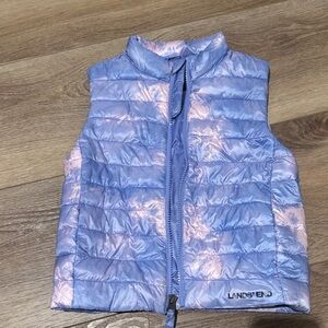 Lands' End Lavender and Light Girls Pink Puffer Vest